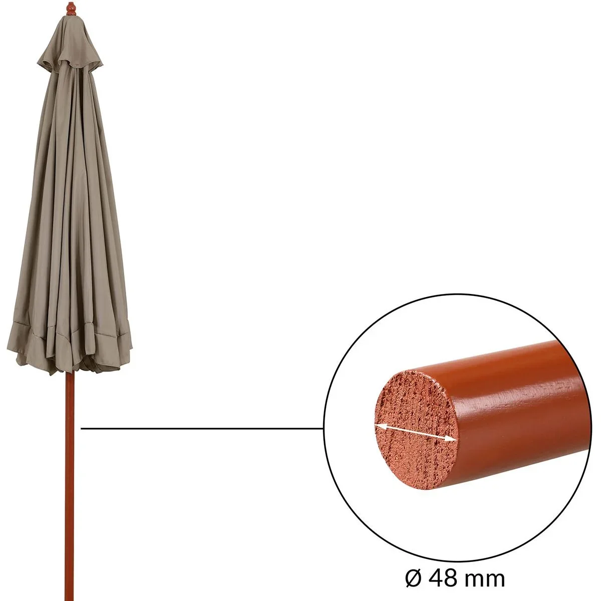 Sonnenschirm Taupe Holz 330cm UV-Schutz 50+ - 1