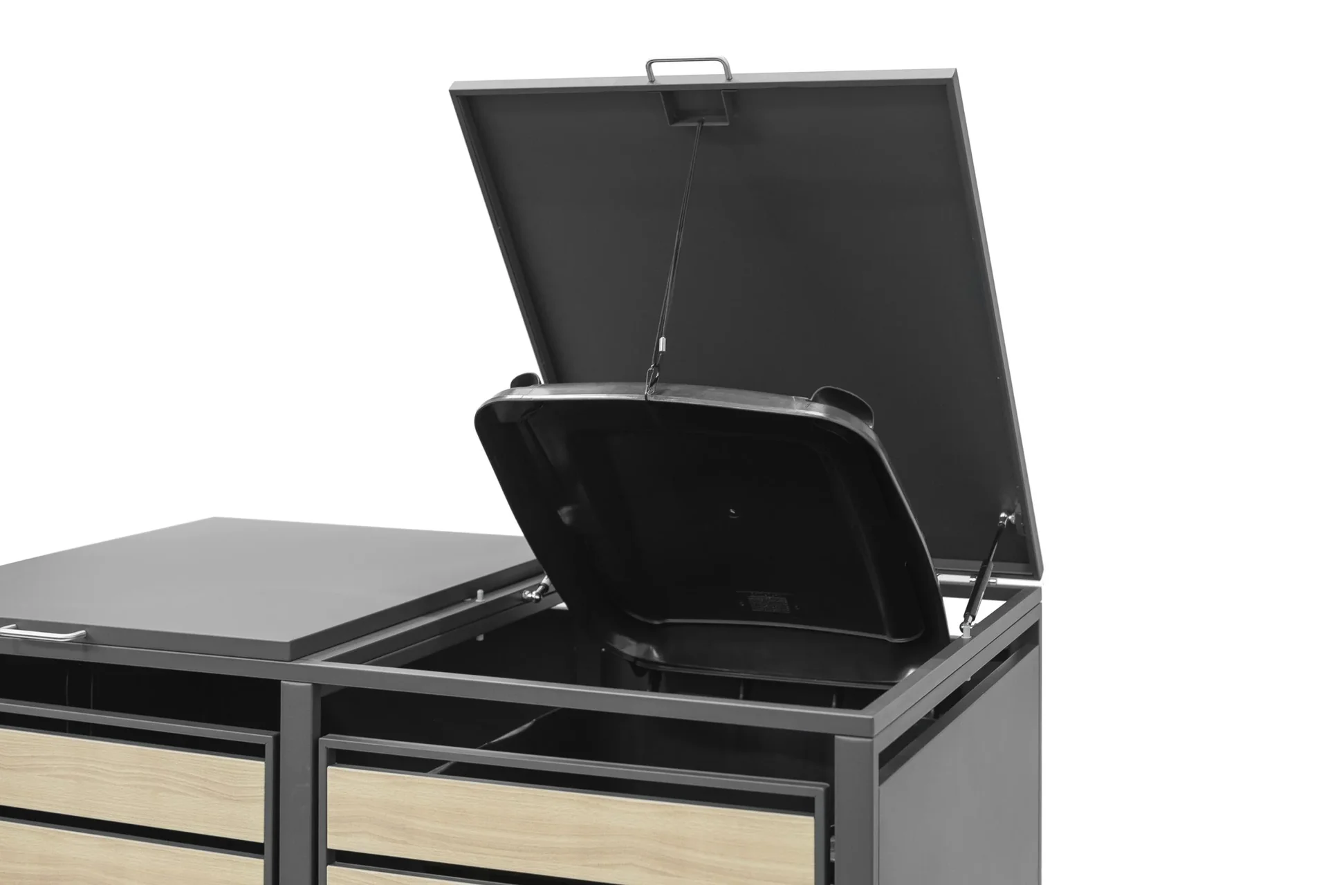 Mülltonnenbox 2-fach, 240 Liter, Holzoptik - 0