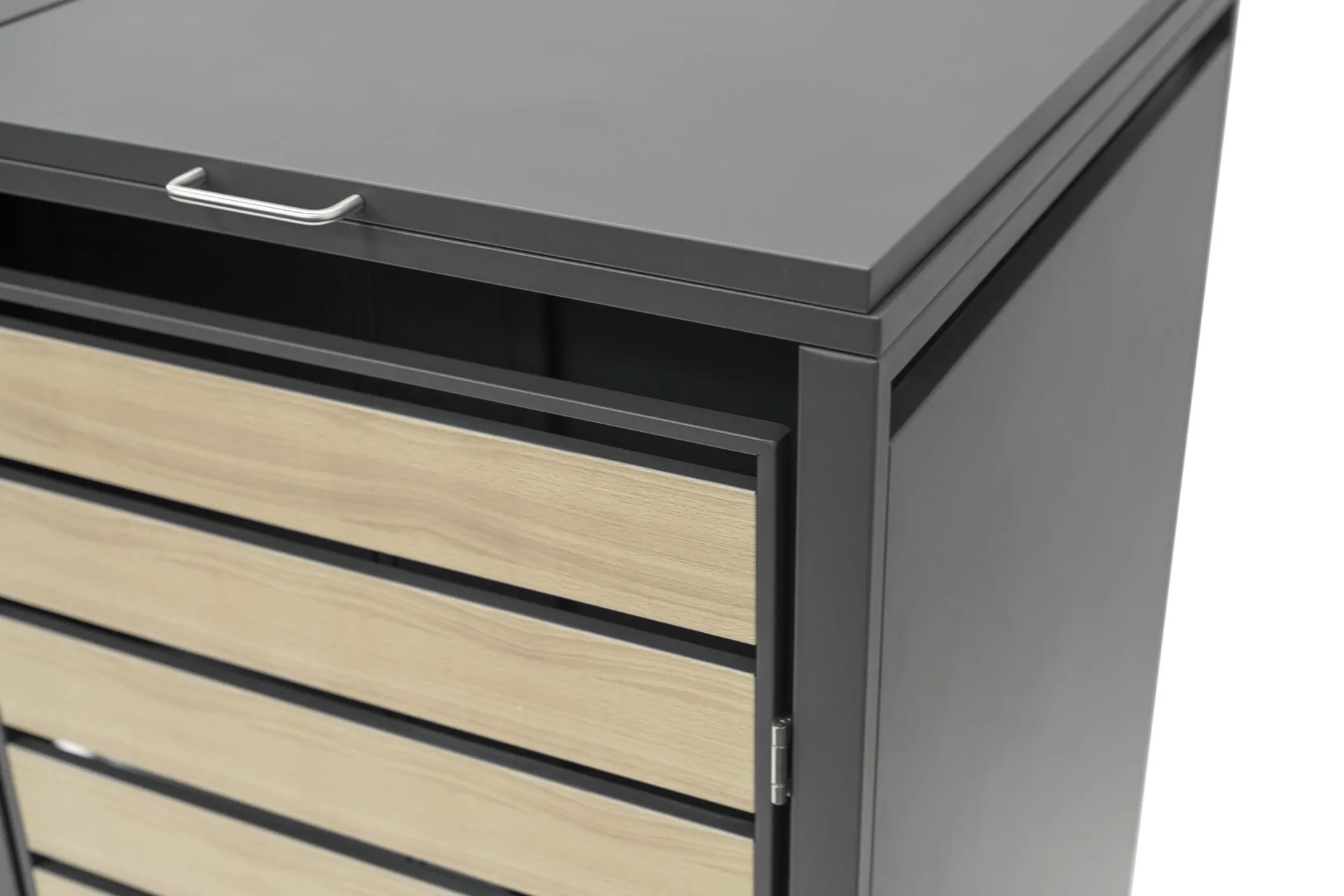 Mülltonnenbox 2-fach, 240 Liter, Holzoptik - 5