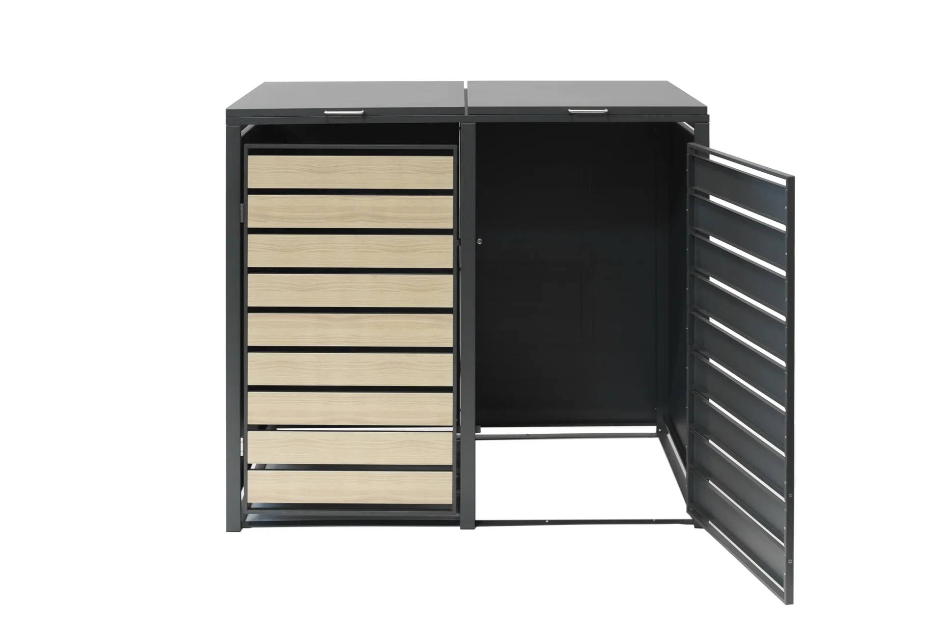 Mülltonnenbox 2-fach, 240 Liter, Holzoptik - 6