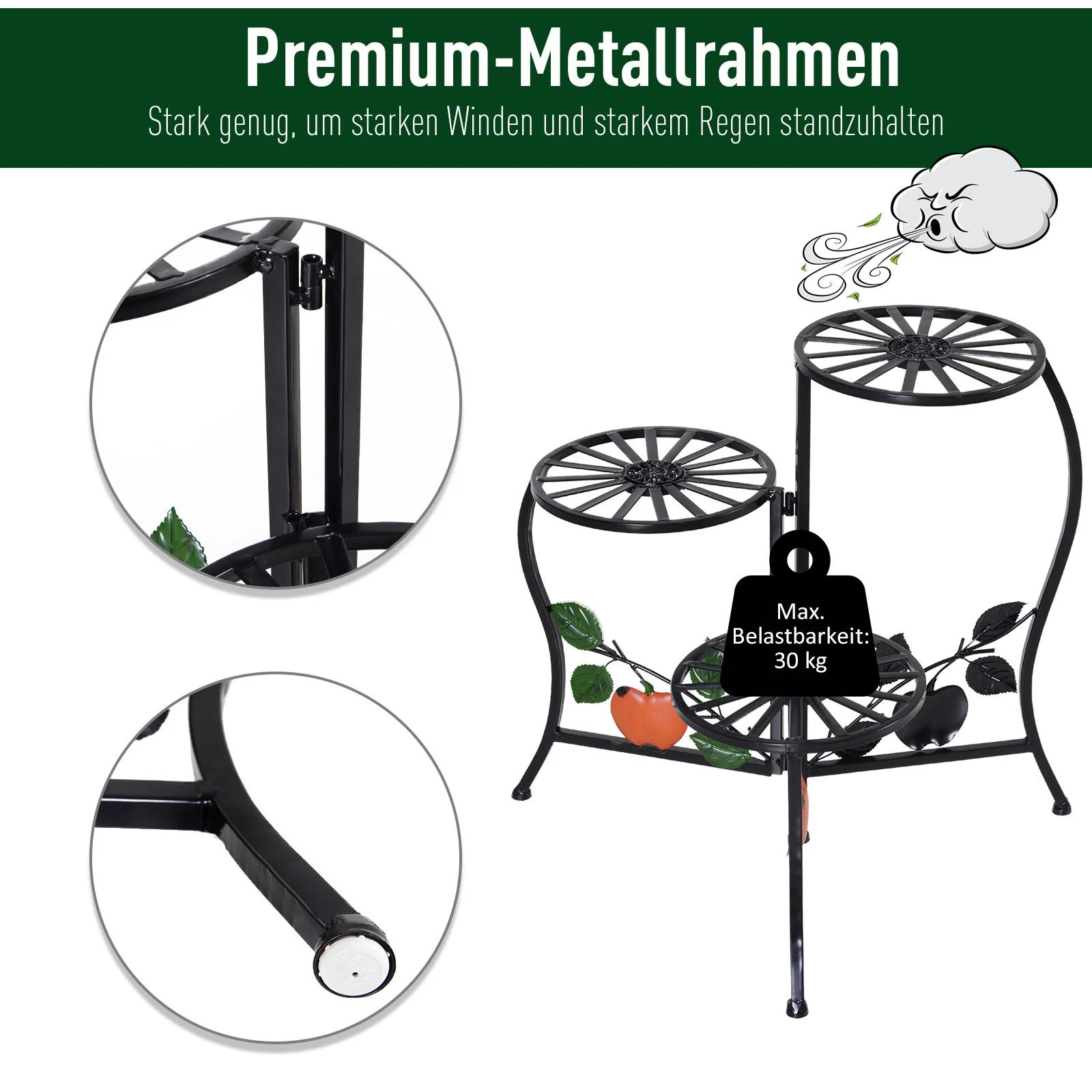 Blumenständer mit 3 Ablagen - 0