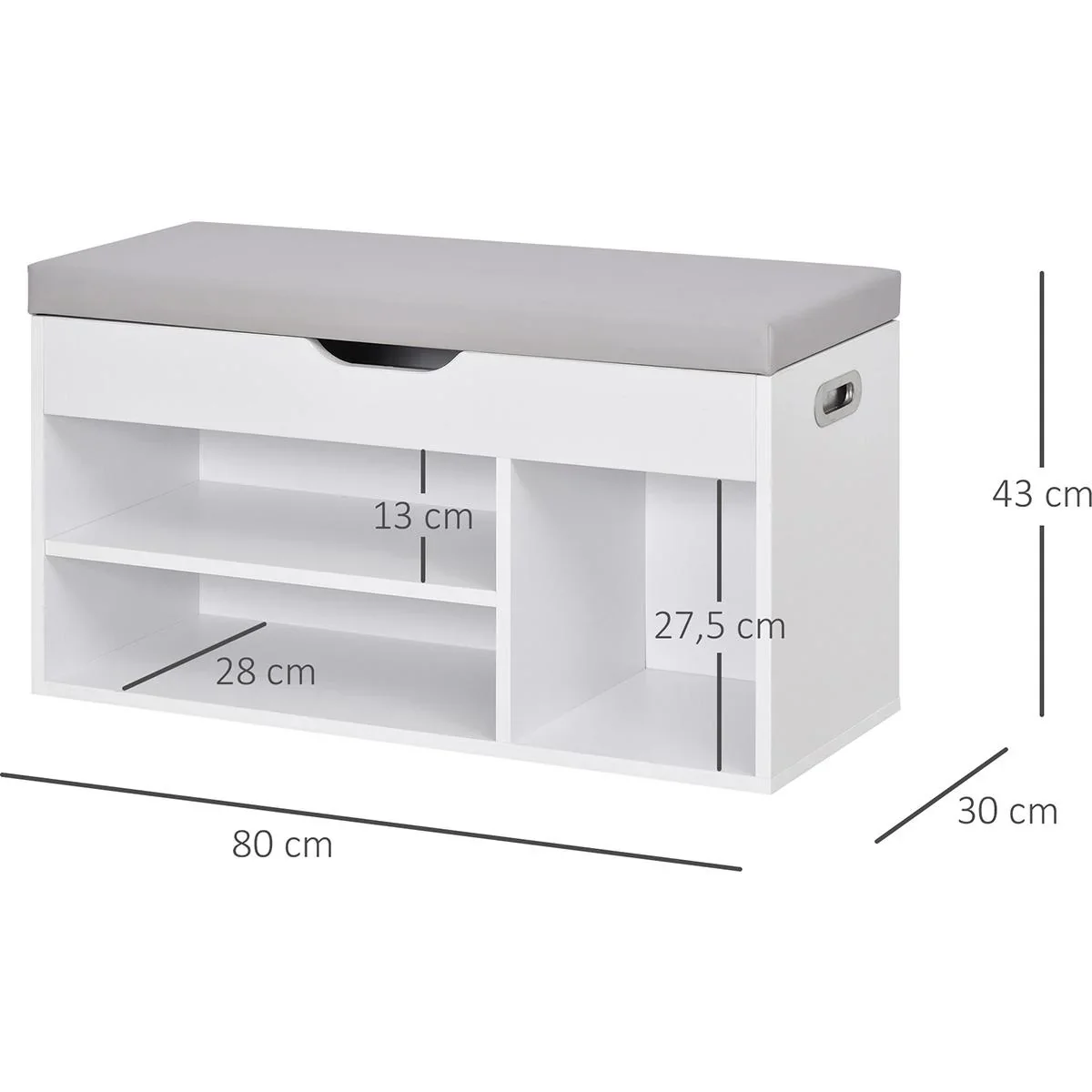 Sitzbank mit Schuhregal und Stauraum unter Polstersitzbank Weiß - 2