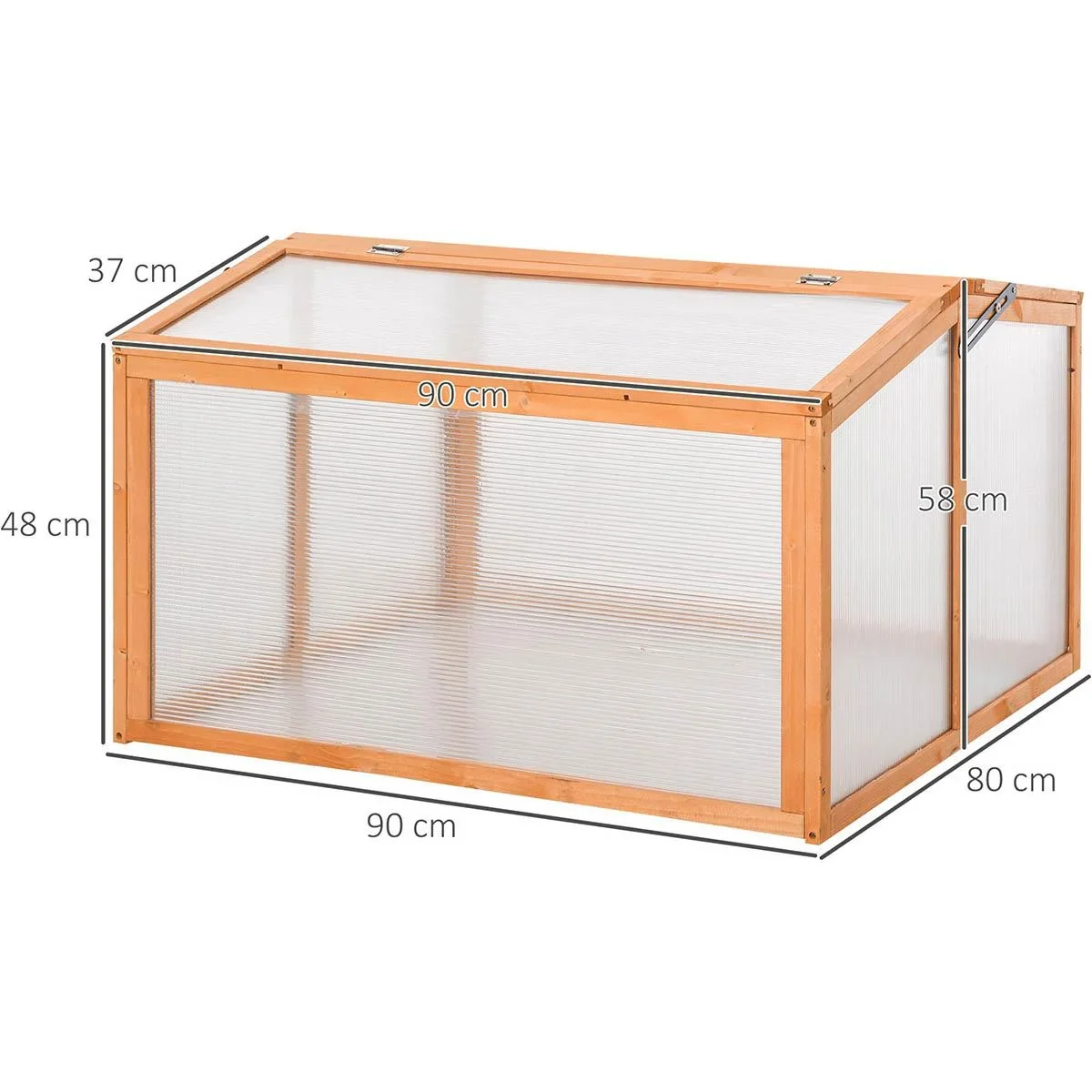Frühbeet Treibhaus Gewächshaus Frühbeetkasten Pflanzenbeet mit Abdeckung aus Holz und Polycarbonat wetterfest Orange 90 - 0