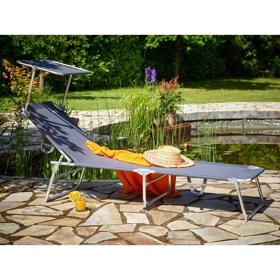 Liegestuhl 'Ibiza' mit Schiebedach aluminiumgrau 190 x 59 x 29cm - 3