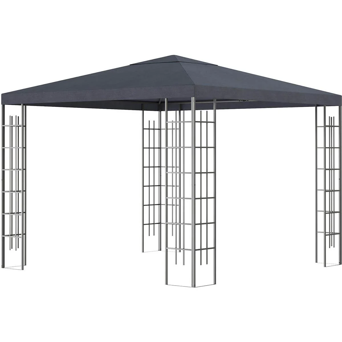 Gartenpavillon 3 x 3 m Pavillon Gartenzelt Partyzelt mit led Lichtern Stahl Polyester grau - 1