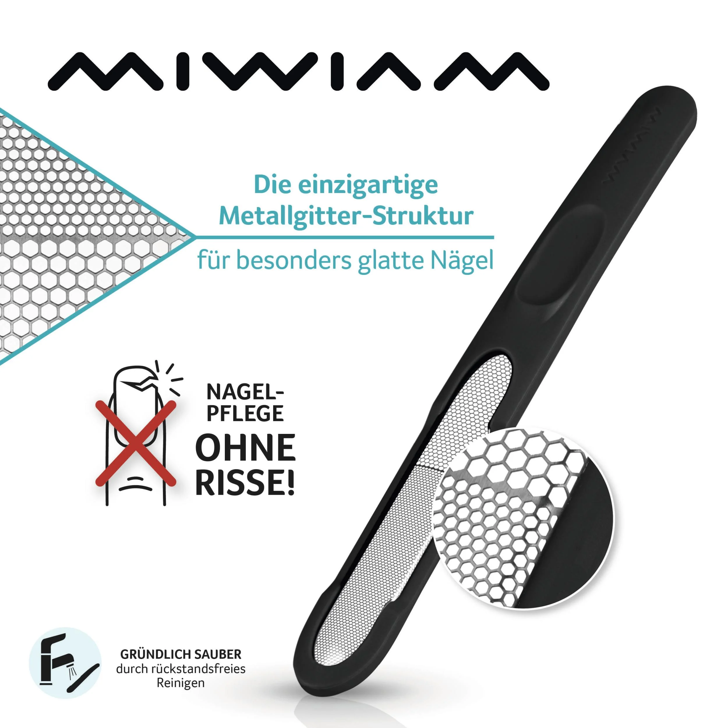 Nagelfeile „MIWIAM MIA MIA“, 18,5 cm, Schwarz - 3