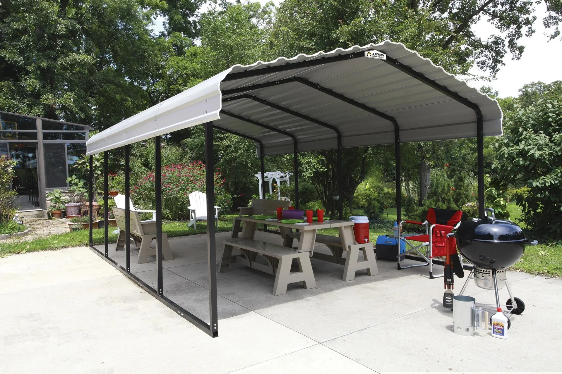ShelterLogic Stahlcarport Neapel 370x610 cm beige/schwarz - 1