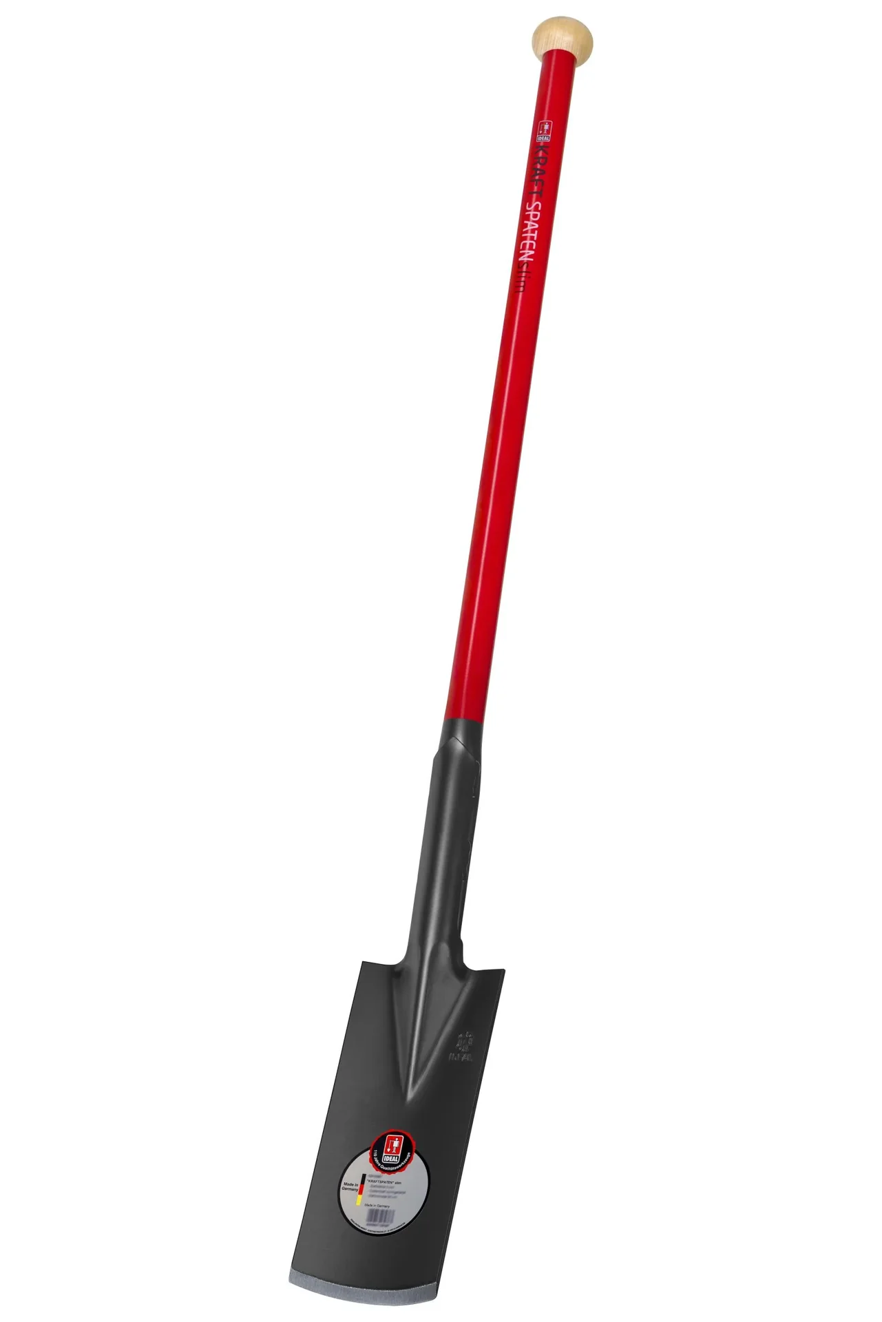Spaten Kraftspaten, Blattstärke 5 mm, Arbeitsbreite 125 mm, pulverbeschichtet, Holzknauf, Stahlrohrstiel 92 cm - 5