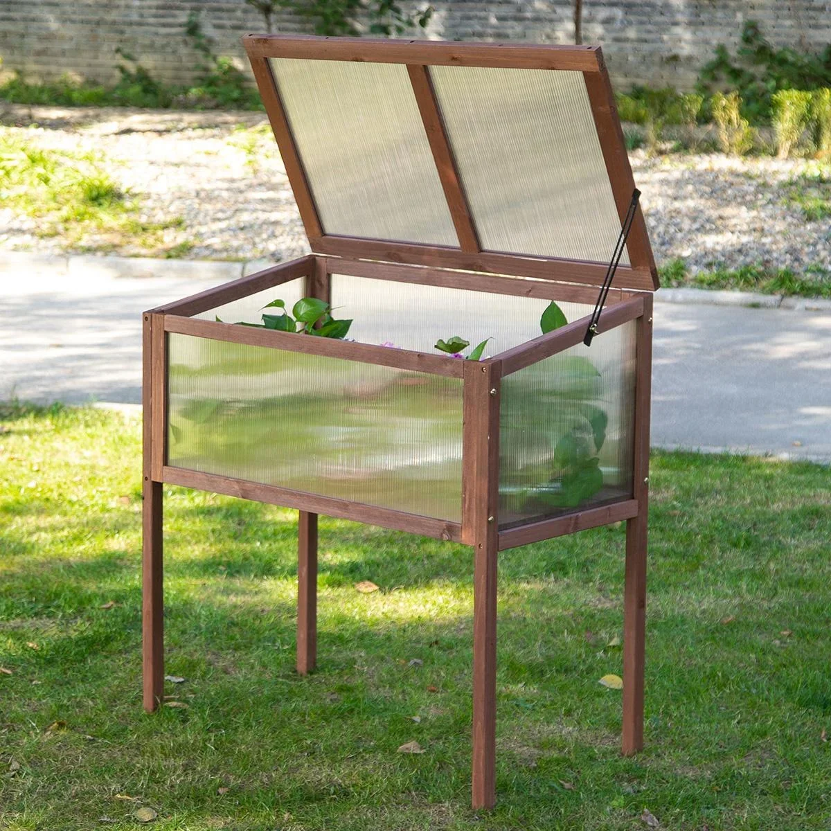 Hochbeet aus Holz Frühbeet Gewächstisch Kräuterbeet Pflanzkasten für Garten, Balkon und Terrasse Braun Tannenholz PC-Pla - 2