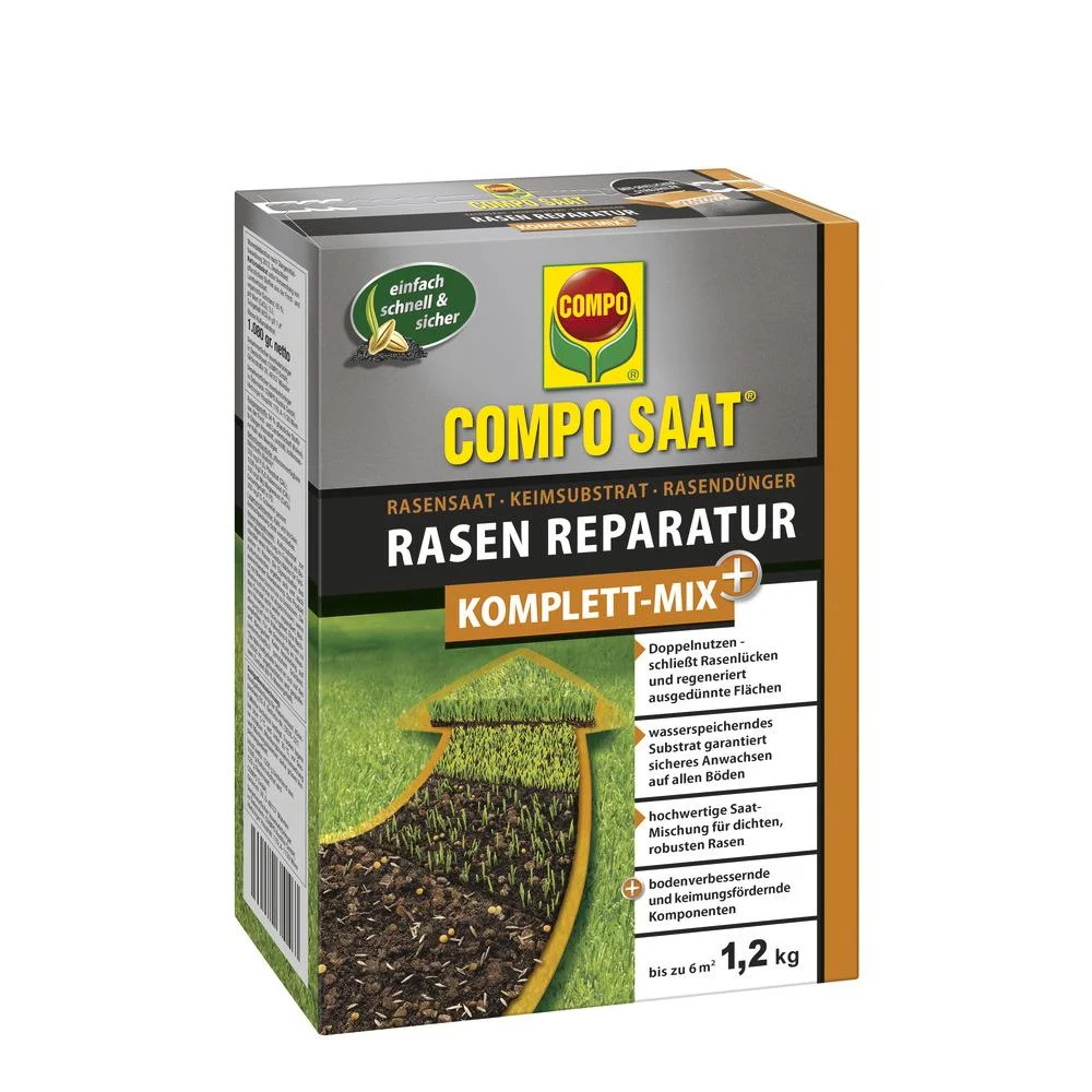 Rasensaat Reparatur "Komplett Mix", 1,2 kg für bis zu 6 m² - 0