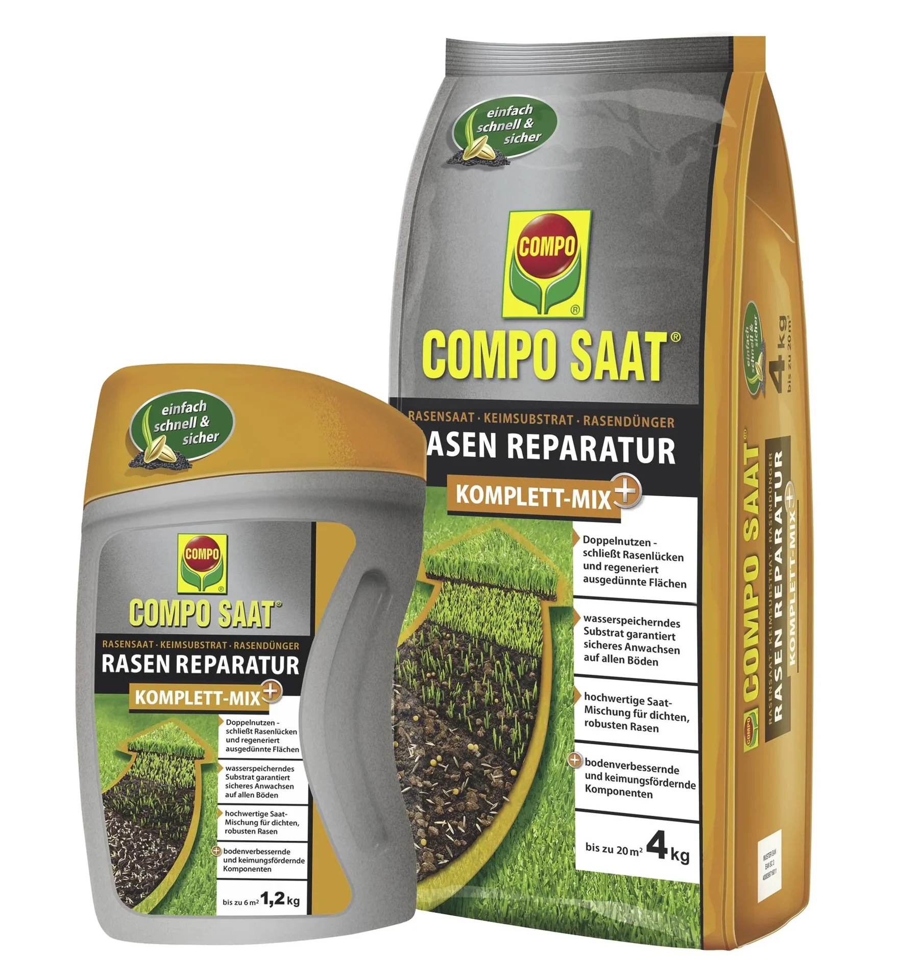 Rasensaat Reparatur "Komplett Mix", 1,2 kg für bis zu 6 m² - 1