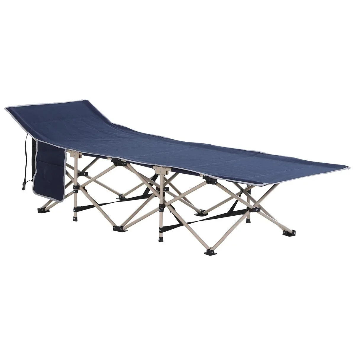 Feldbett mit Aufbewahrungstasche blau/beige - 1