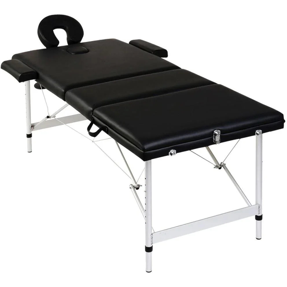 Klappbare Massageliege 3 Zonen mit Aluminiumrahmen (schwarz) - 2