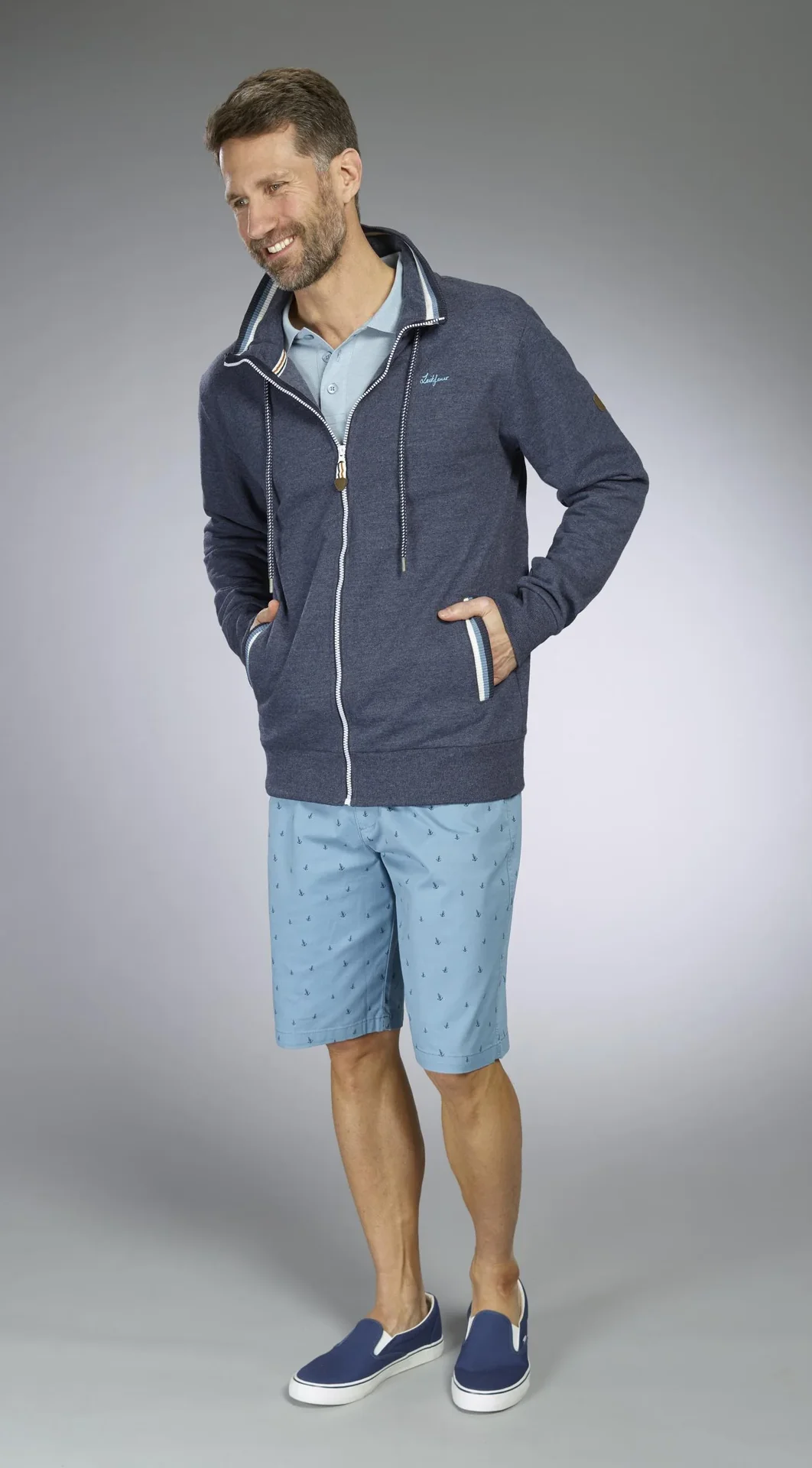 Sweatjacke, Farbe marine/melange, Gr.M - 7