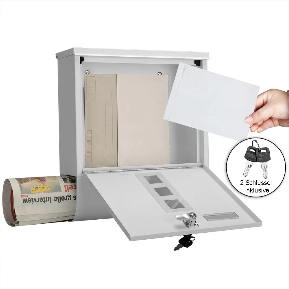 Briefkasten mit Zeitungshalter weiß 30,5x8,5x33,5cm - 2