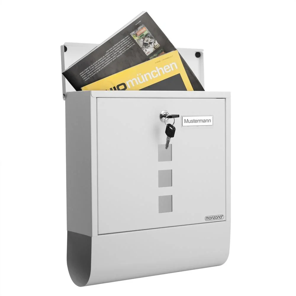 Briefkasten mit Zeitungshalter weiß 30,5x8,5x33,5cm - 3