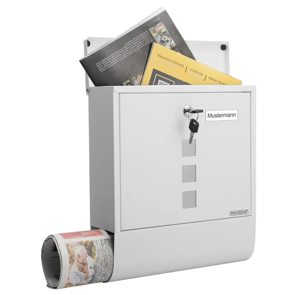 Briefkasten mit Zeitungshalter weiß 30,5x8,5x33,5cm - 4