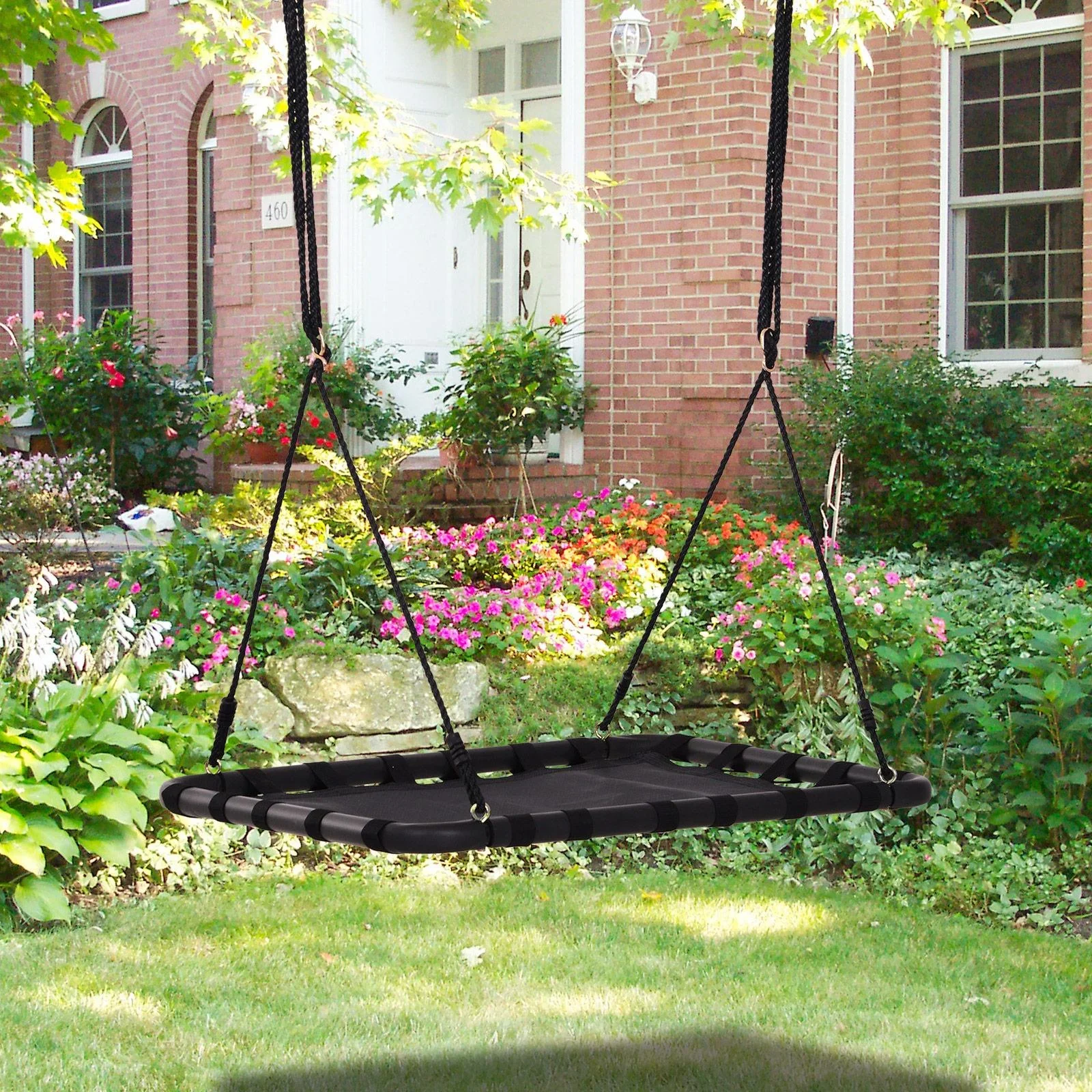 Nestschaukel Kinderschaukel Outdoor Schaukel Gartenschaukel bis 100 kg belastbar Schwarz 100 x 76 x 4 cm - 0