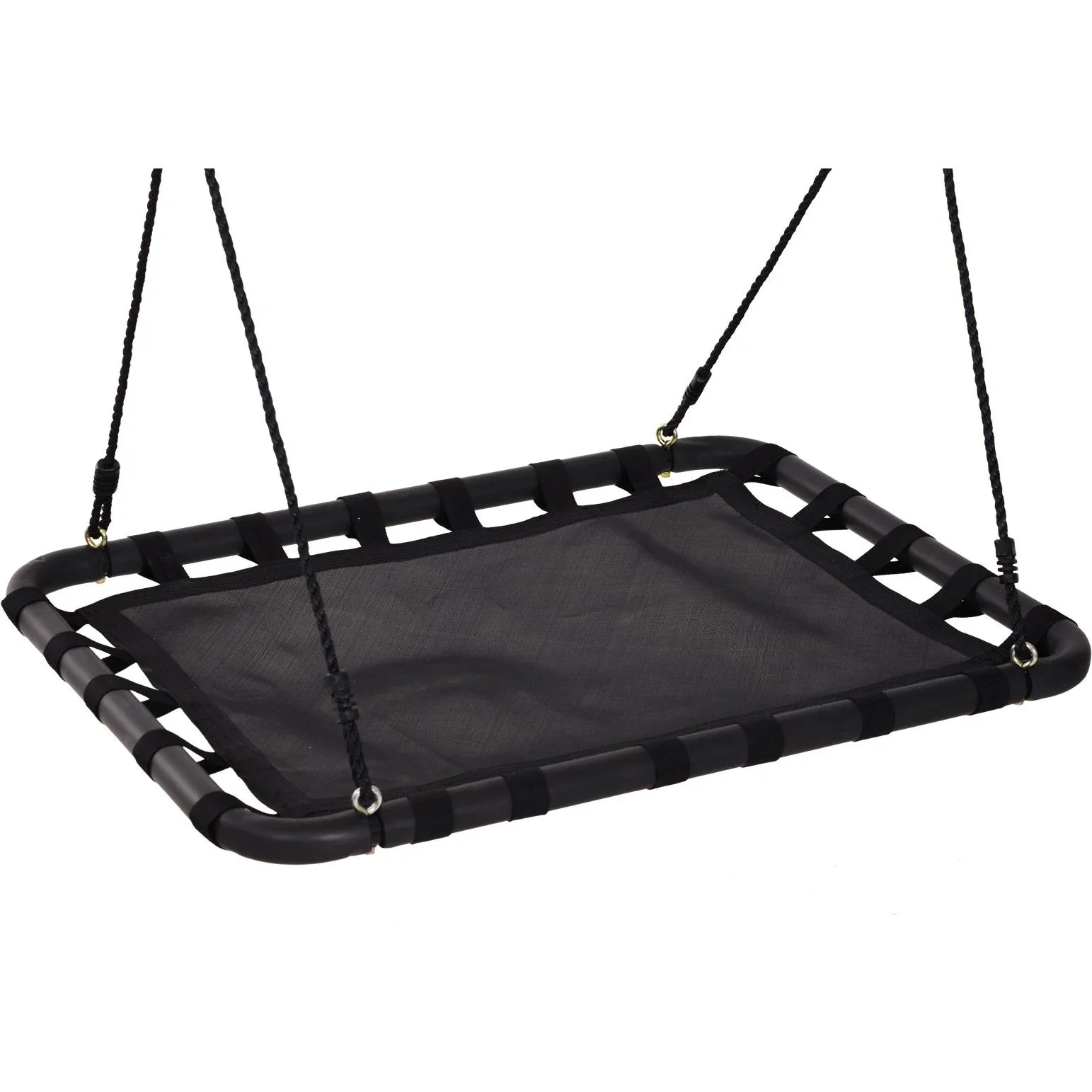 Nestschaukel Kinderschaukel Outdoor Schaukel Gartenschaukel bis 100 kg belastbar Schwarz 100 x 76 x 4 cm - 1