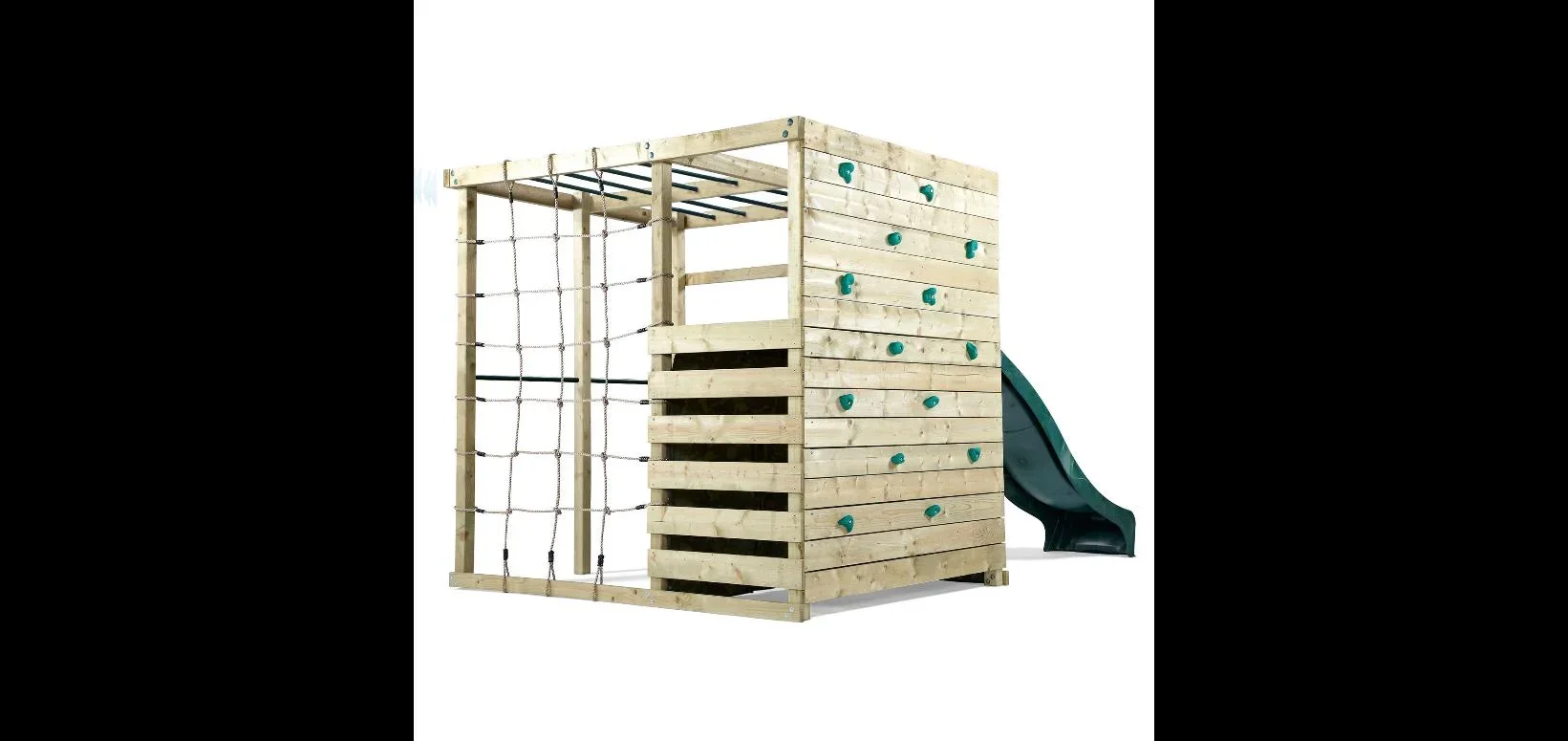 Holz Kletterwürfel, Outdoor-Kletterwürfel, Kinder, Kletterwand, Kletternetz, Monkey Bar, Trapezstange, Rutsche - 0