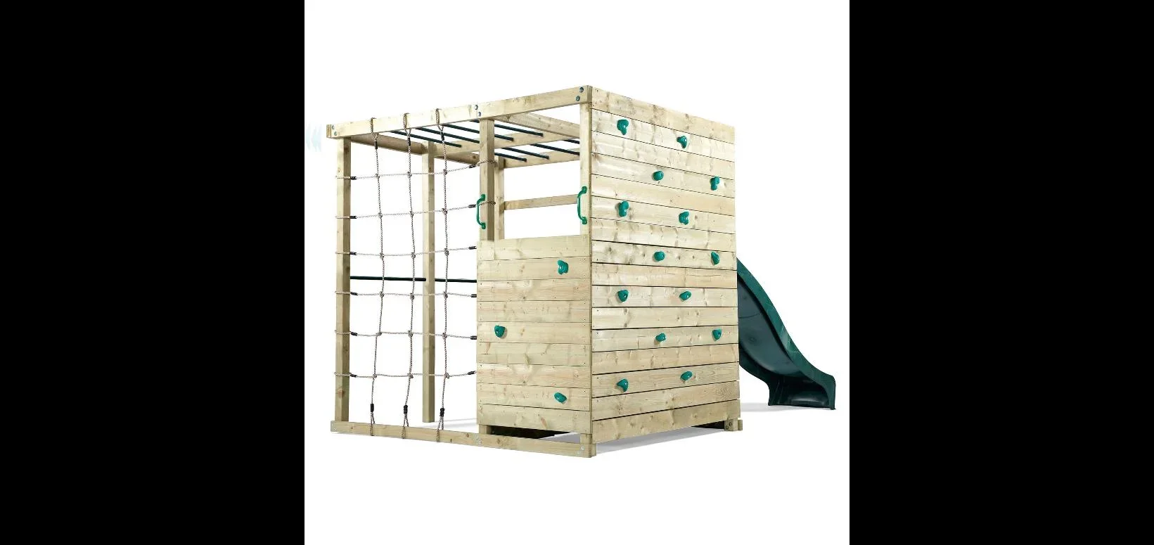 Holz Kletterwürfel, Outdoor-Kletterwürfel, Kinder, Kletterwand, Kletternetz, Monkey Bar, Trapezstange, Rutsche - 7