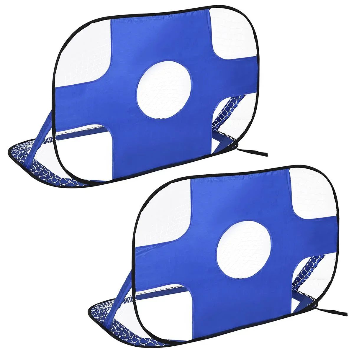 Fußballtore, Pop Up Tor, Tragbares Fußballnetz, 2er Set Minitore, mobil mit Tragetasche, Faltbar, Blau, 123 x 80 x 80 cm - 1