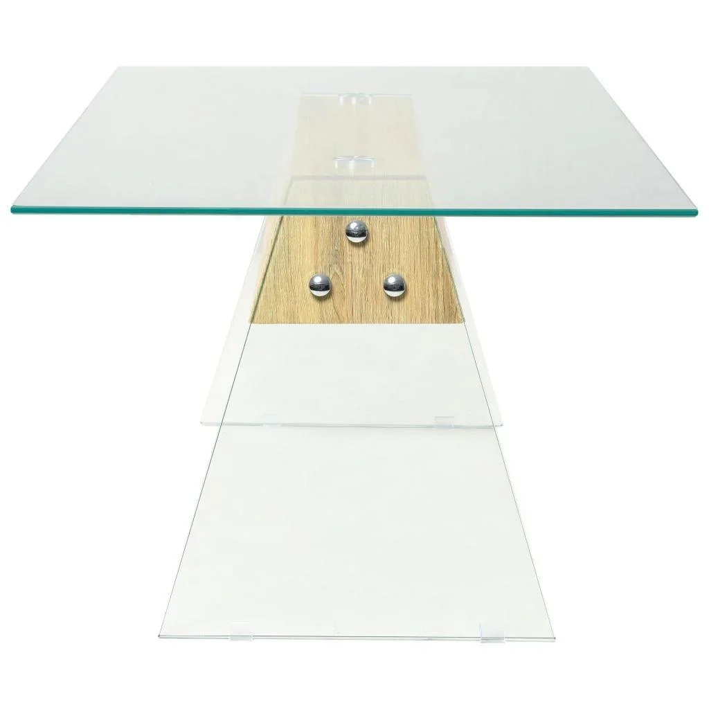 Couchtisch 110x55x40 cm MDF und Glas Farbe Eiche - 0