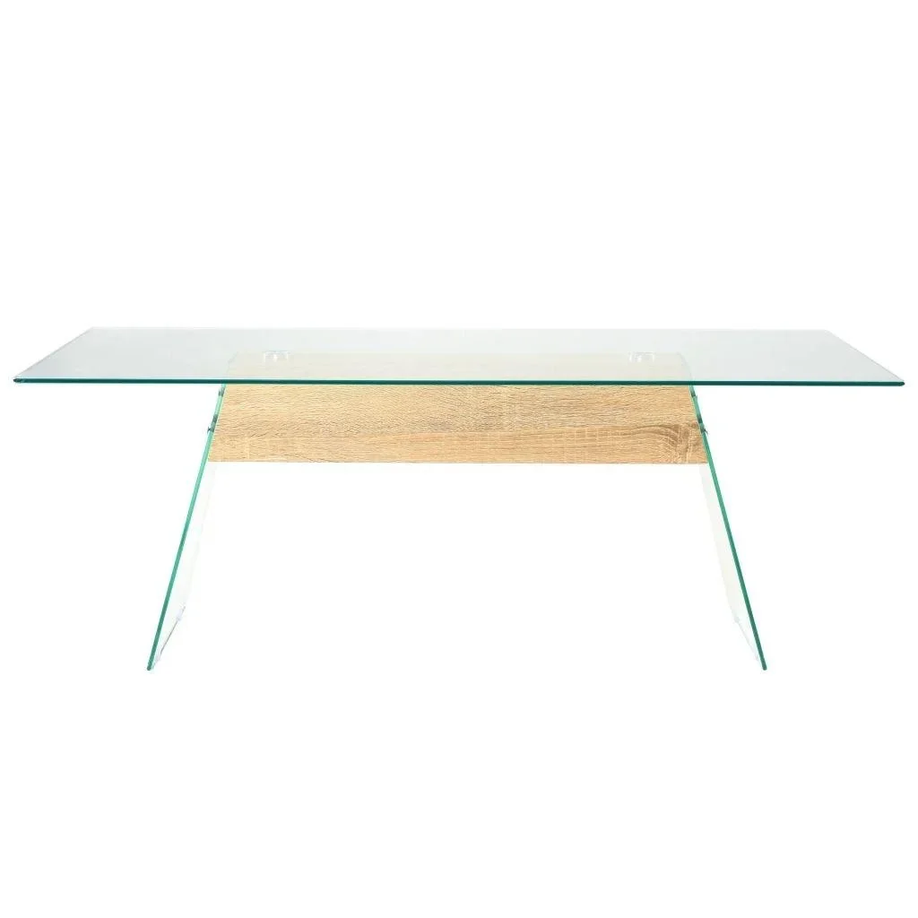 Couchtisch 110x55x40 cm MDF und Glas Farbe Eiche - 1