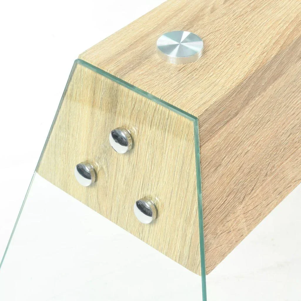 Couchtisch 110x55x40 cm MDF und Glas Farbe Eiche - 3