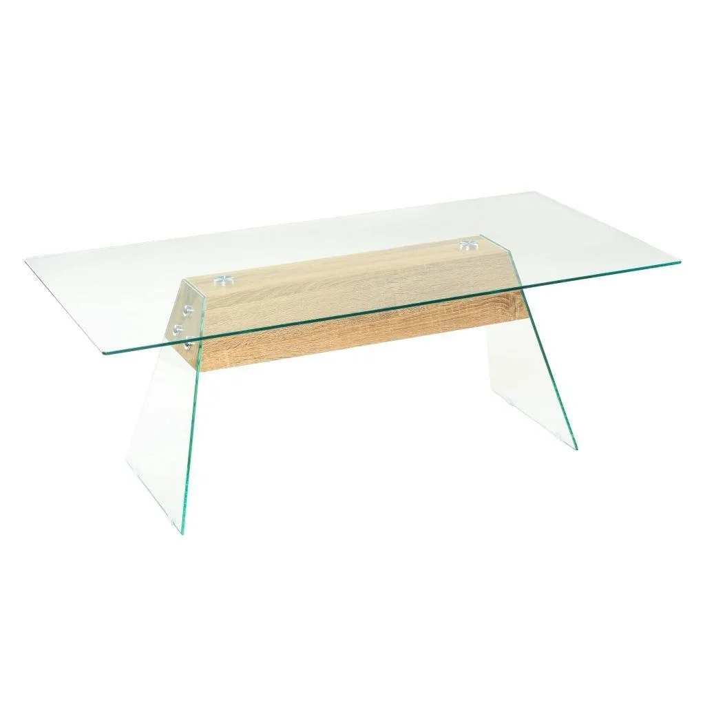 Couchtisch 110x55x40 cm MDF und Glas Farbe Eiche - 4