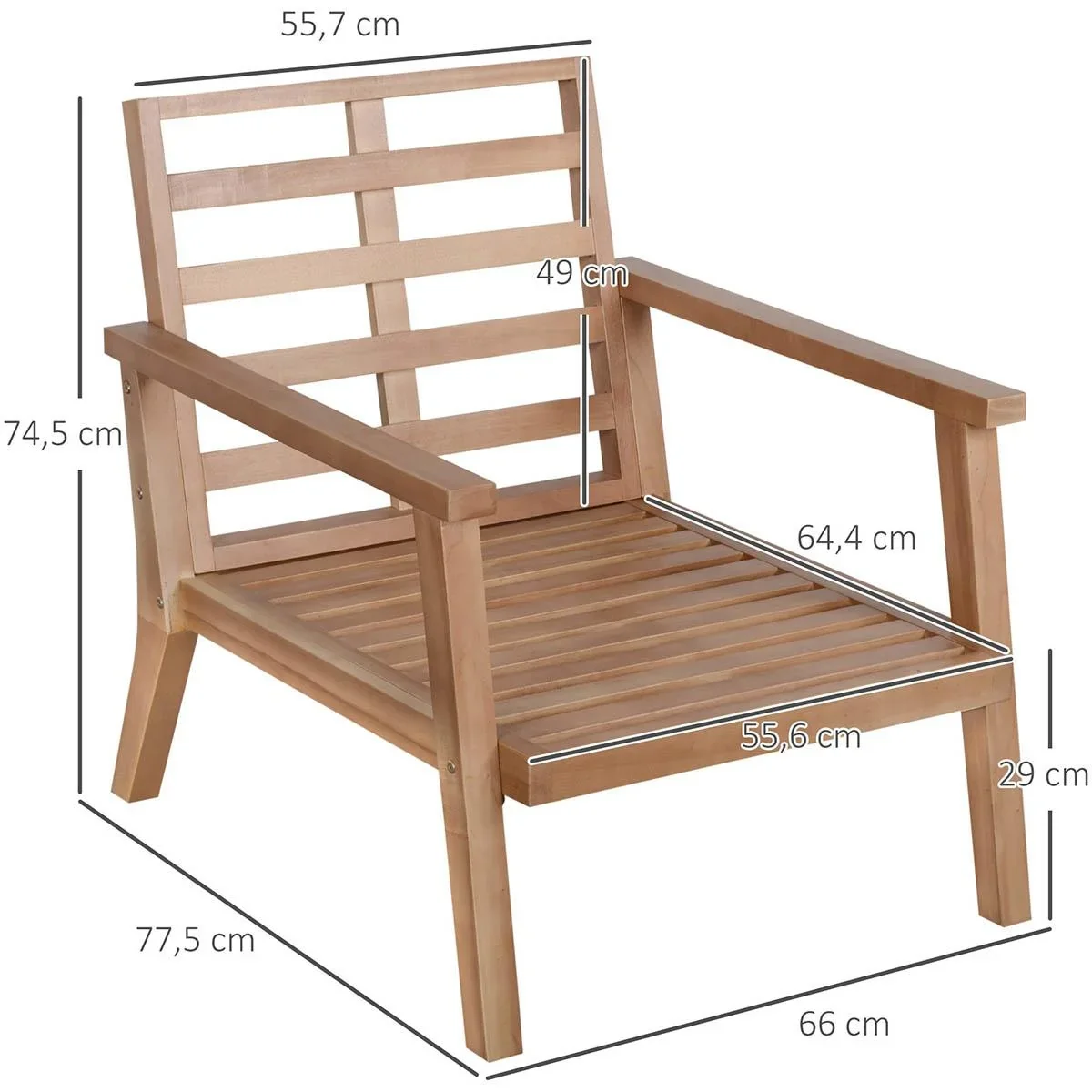 Gartenstuhl Set 2 Stück braun/beige 66 x 77,5 x 74,5 cm - 0
