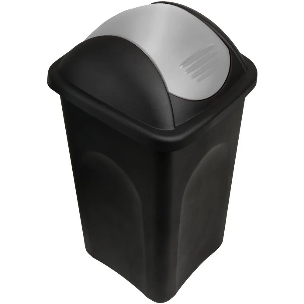 Abfallbehälter schwarz/silber 60L - 2