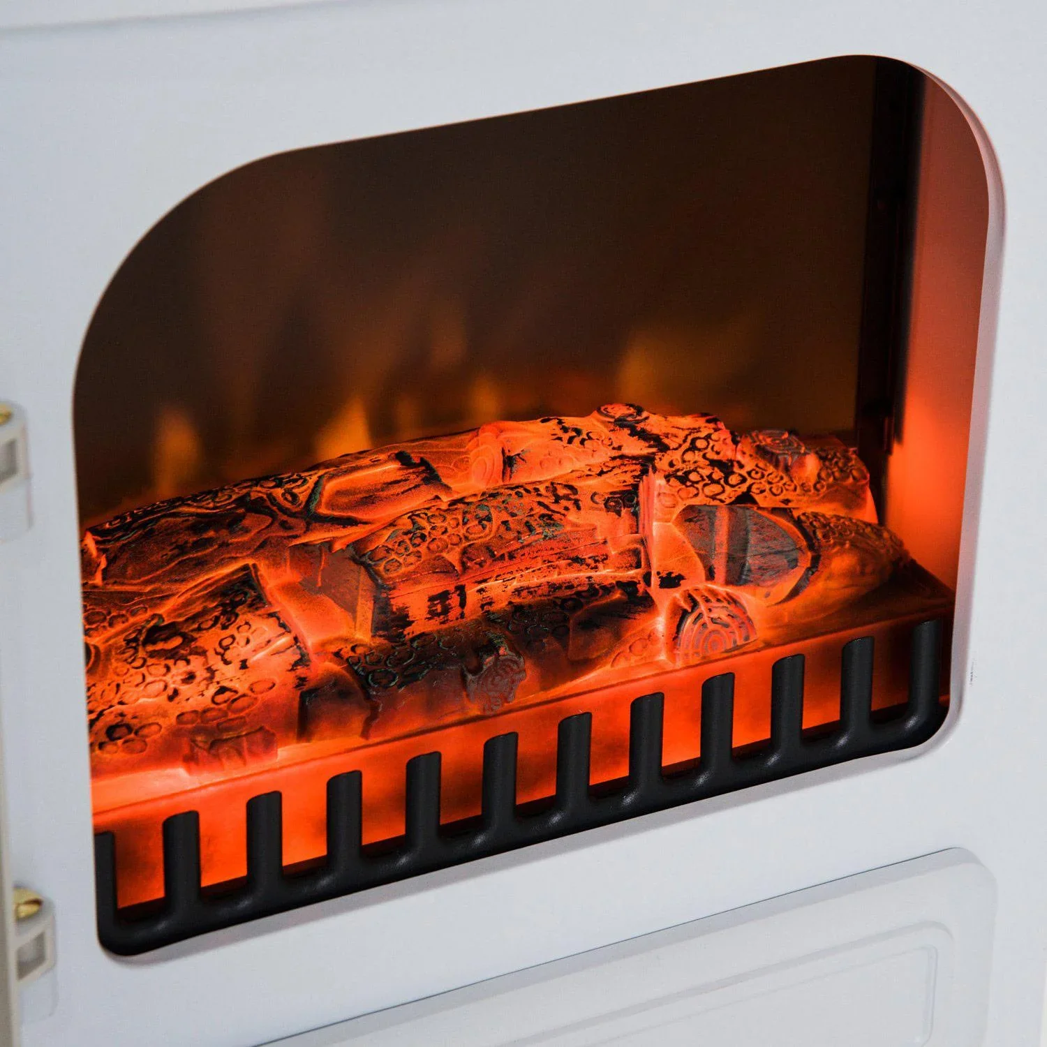 Elektrokamin Kaminofen Flammeneffekt Metall Glas Weiß L42 x B28 x H55 cm - 0
