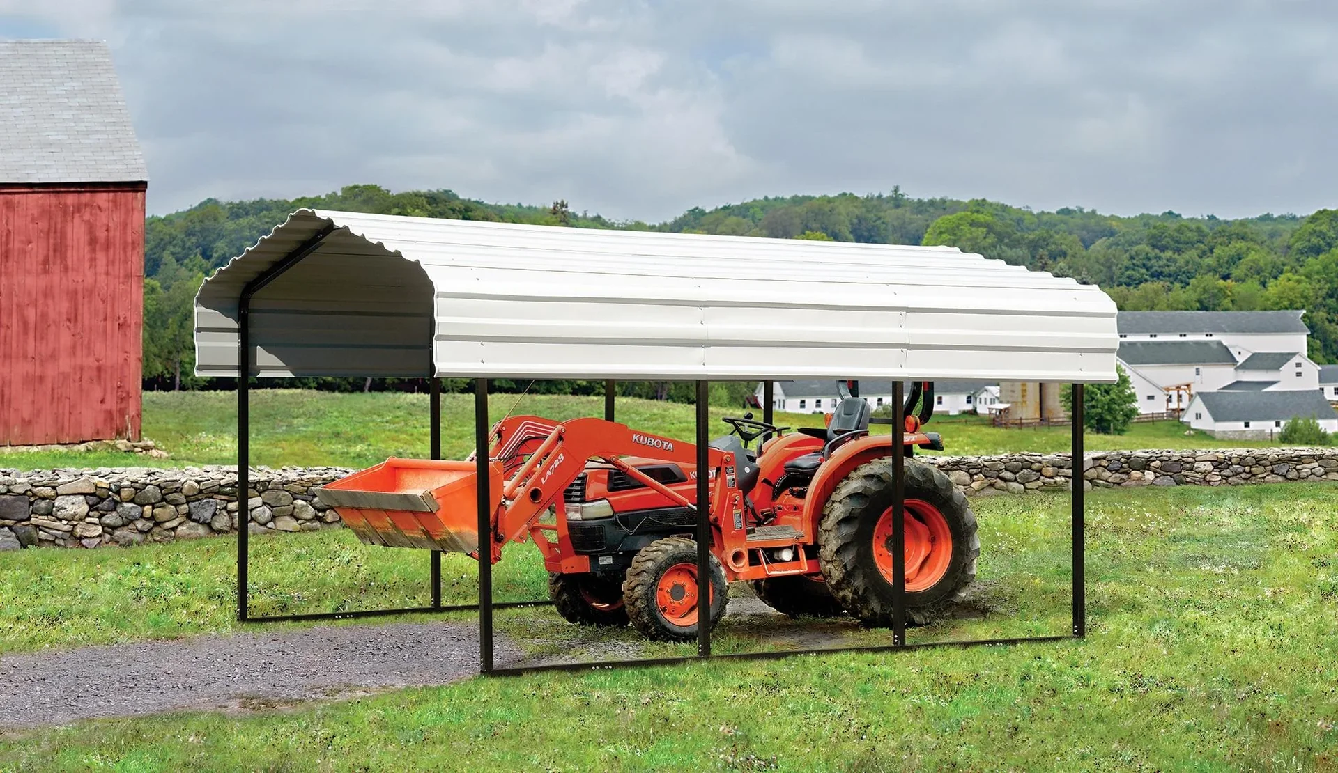 Stahlcarport und Autogarage Venedig grau/schwarz, 465x305x250 cm - 0