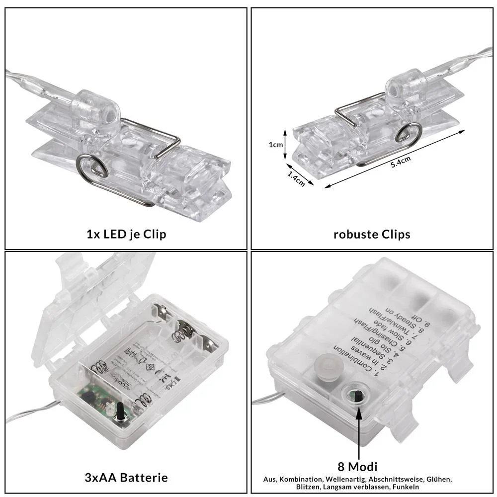 Lichterkette für Bild 5,2m mit 42 Clips und Fernbedienung - 4