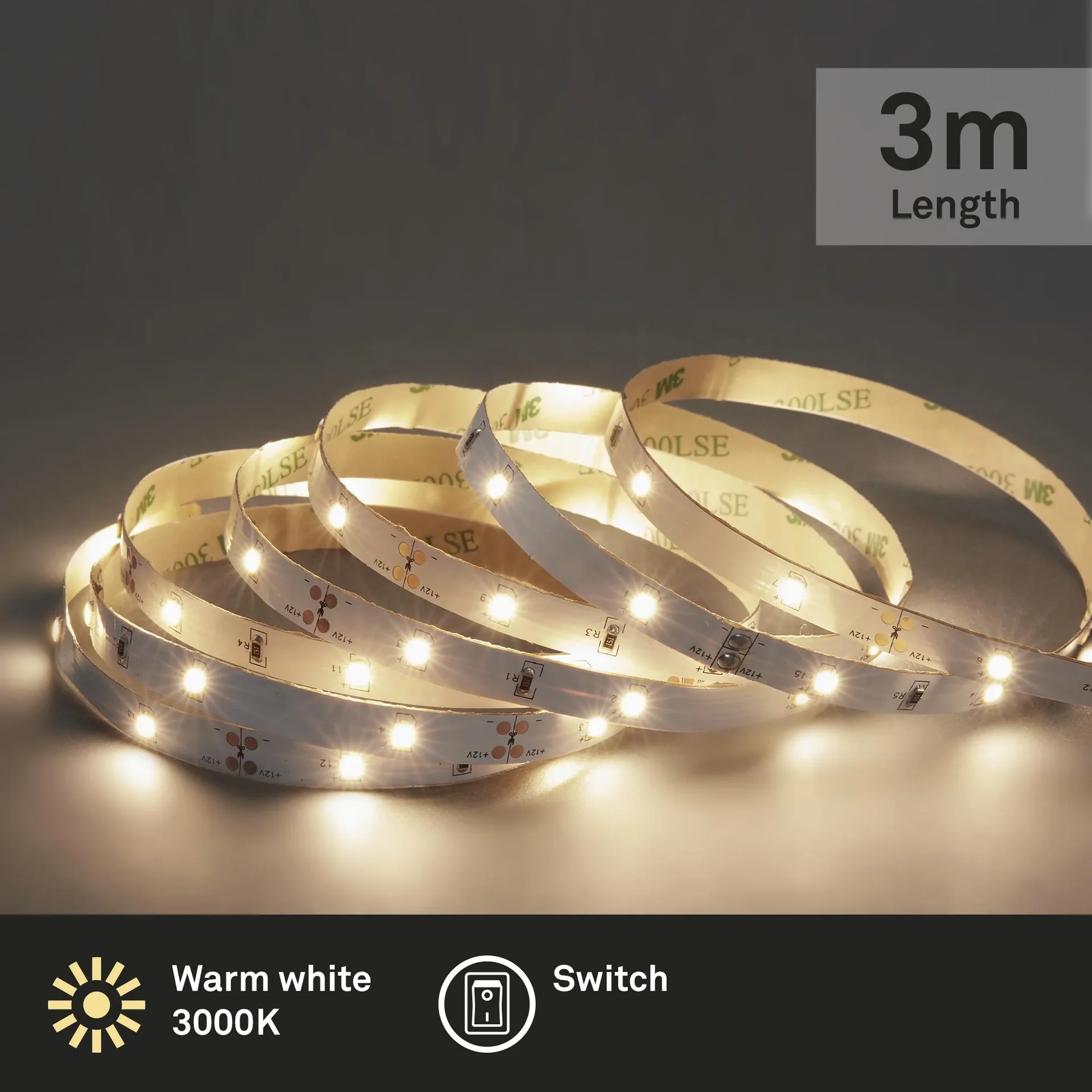 LED-Band, 3 m, weiß, 90 LEDs, 3.000 K, 10 Watt - 4