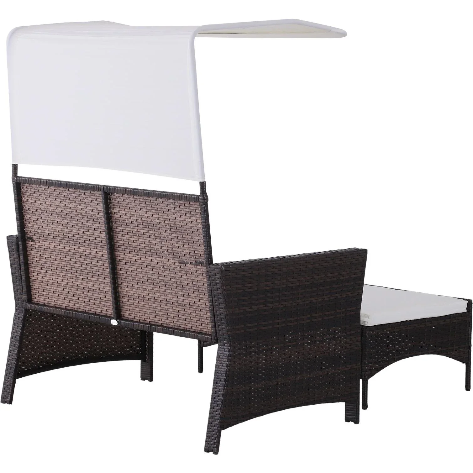 2-tlg, Gartensofa Gartenmöbel Lounge Gartenset Rattanmöbel Braun Polyrattan 1 x Hocker mit Sonnendach - 2