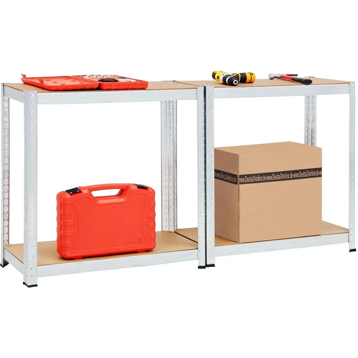 2 Stück Metallregal mit 4 Fachböden - 700kg Kapazität - (HxBxT) 160x90x40 cm - 175kg pro Fachboden - 3