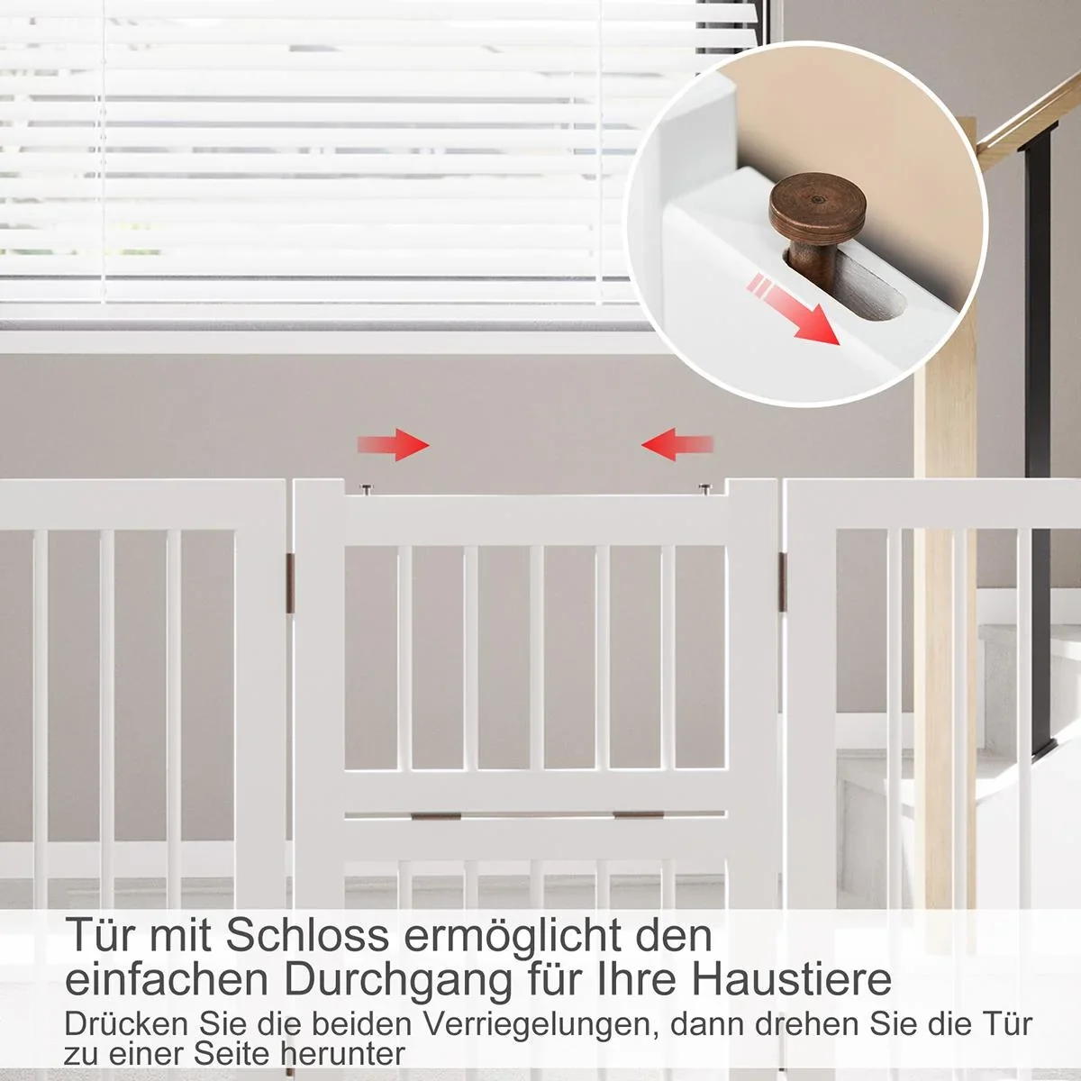 Hunde Absperrgitter Türschutzgitter Schutzgitter Konfigurationsgitter klappbar mit 4 Stücke Kiefernholz Weiß 215 x 38 x - 2