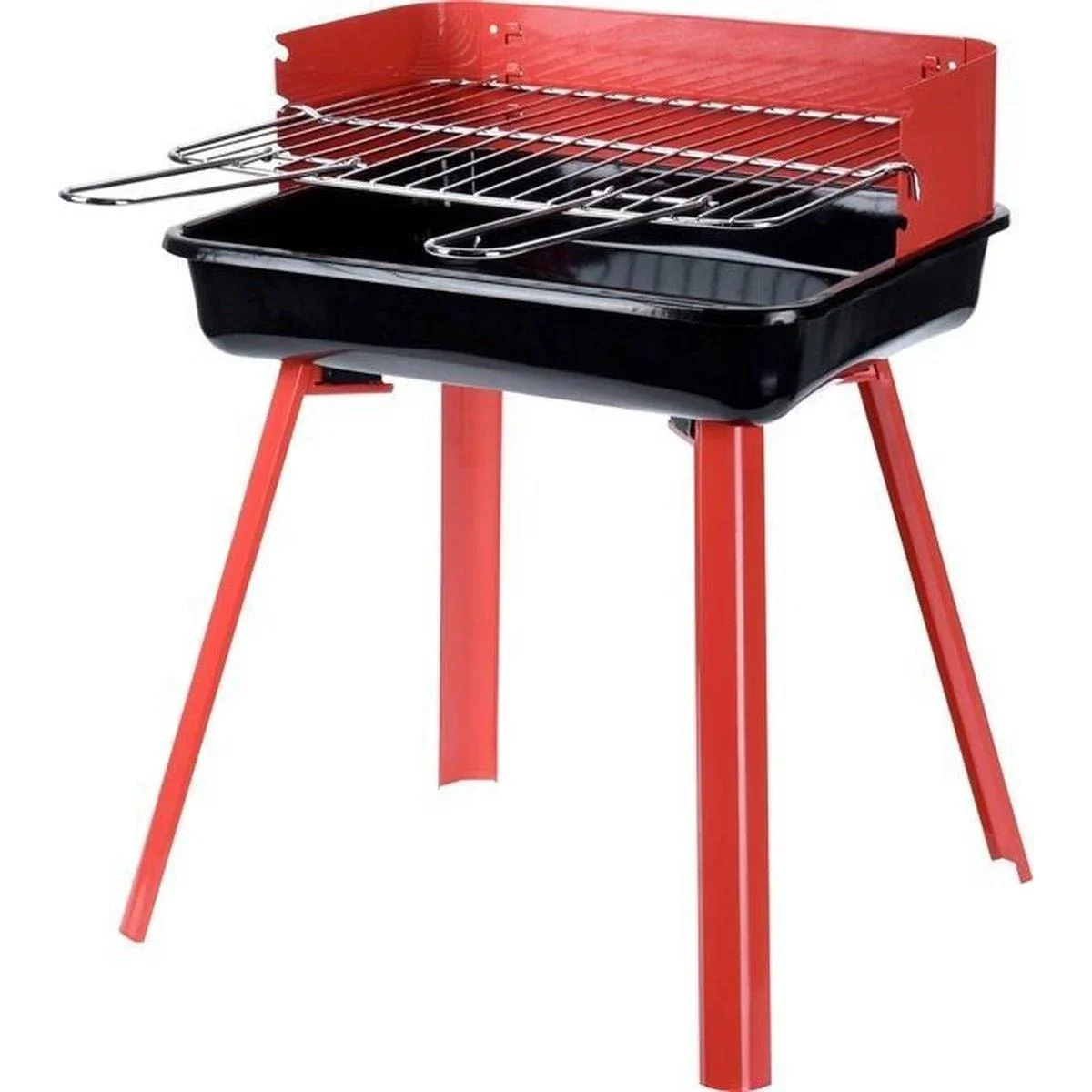 BBQ Holzkohlegrill - Grillfläche 33 x 26 cm - Rot - Kompakt - 2