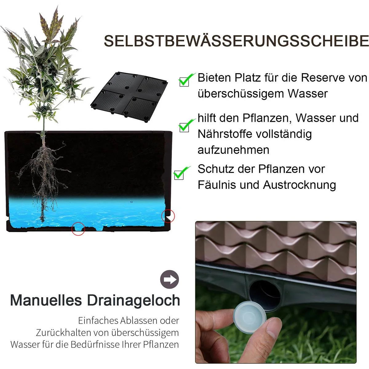 Hochbeet 2-teiliger DIY Pflanzkasten mit Rollen Abflusslöchern Pflanzkasten Blumenkasten Frühbeet Kunststoff Braun - 3
