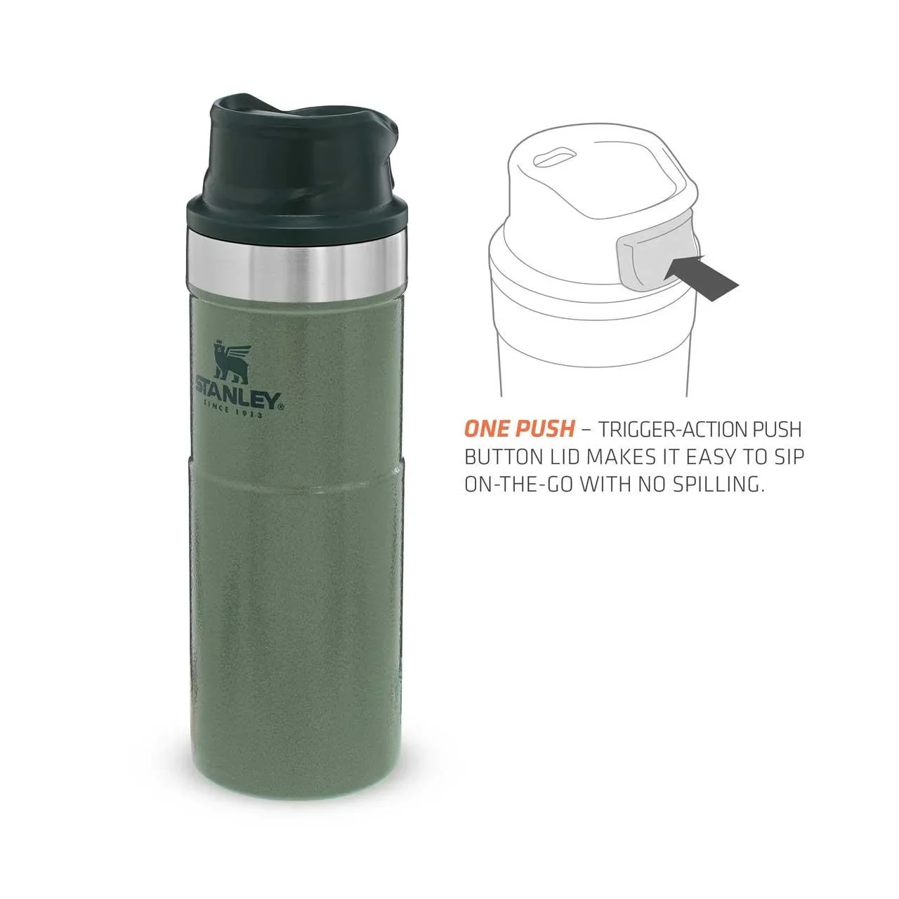 Classic Trigger-Action Travel Mug 0,473 l, Stahl 18/8, Vakuumisolierung, Hammertone Green - 4