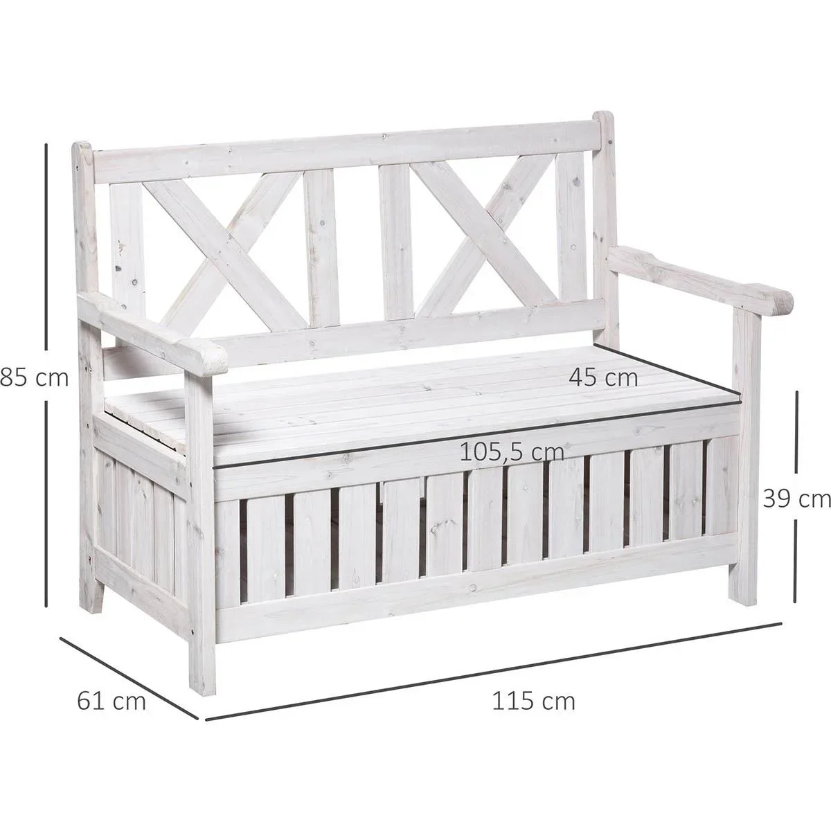 Bank mit Stauraum 2-Sitzer Gartentruhe Kissen Stauraumtruhe weiß 115 x 61 x 85 cm - 1