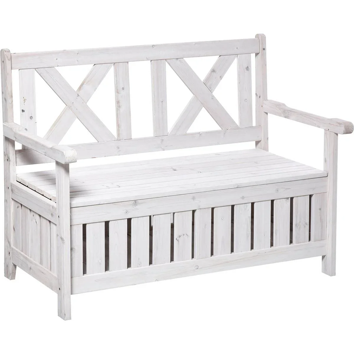 Bank mit Stauraum 2-Sitzer Gartentruhe Kissen Stauraumtruhe weiß 115 x 61 x 85 cm - 3