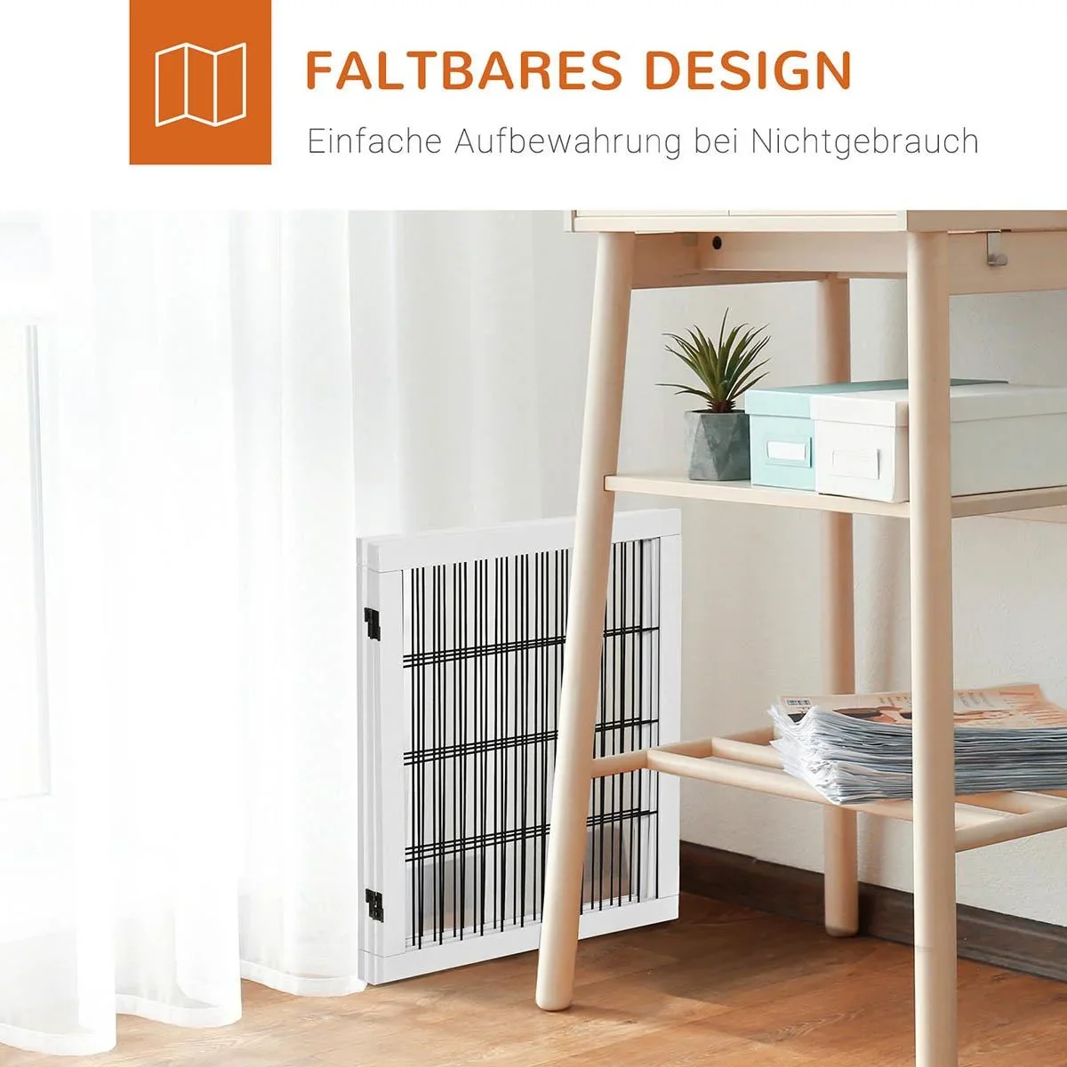 Absperrgitter für Hunde Schutzgitter Hundegitter Treppengitter Hundeabsperrgitter Türschutzgitter Kiefernholz Weiß 185 x - 1