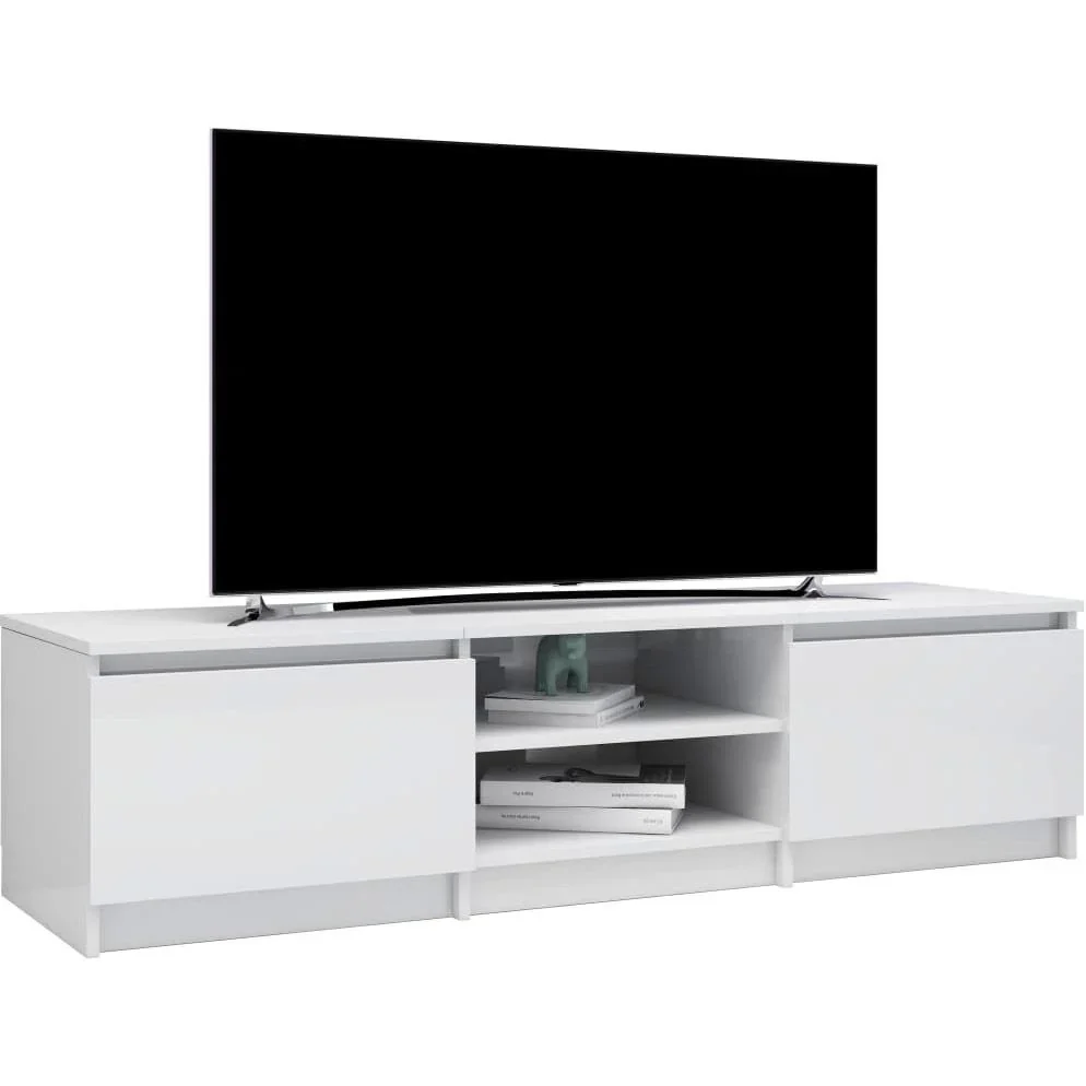 TV-Schrank 140x40x35,5 cm Spanplatte Hochglanz weiß - 0