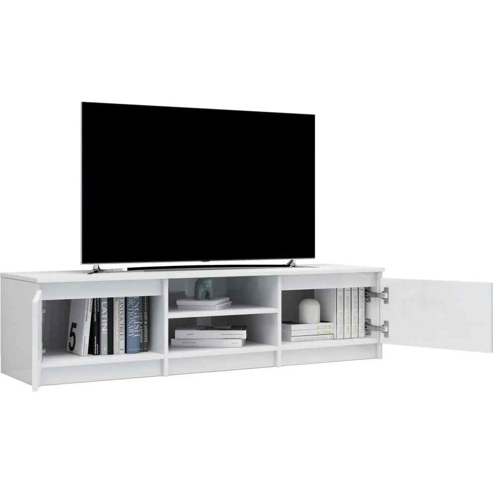 TV-Schrank 140x40x35,5 cm Spanplatte Hochglanz weiß - 2