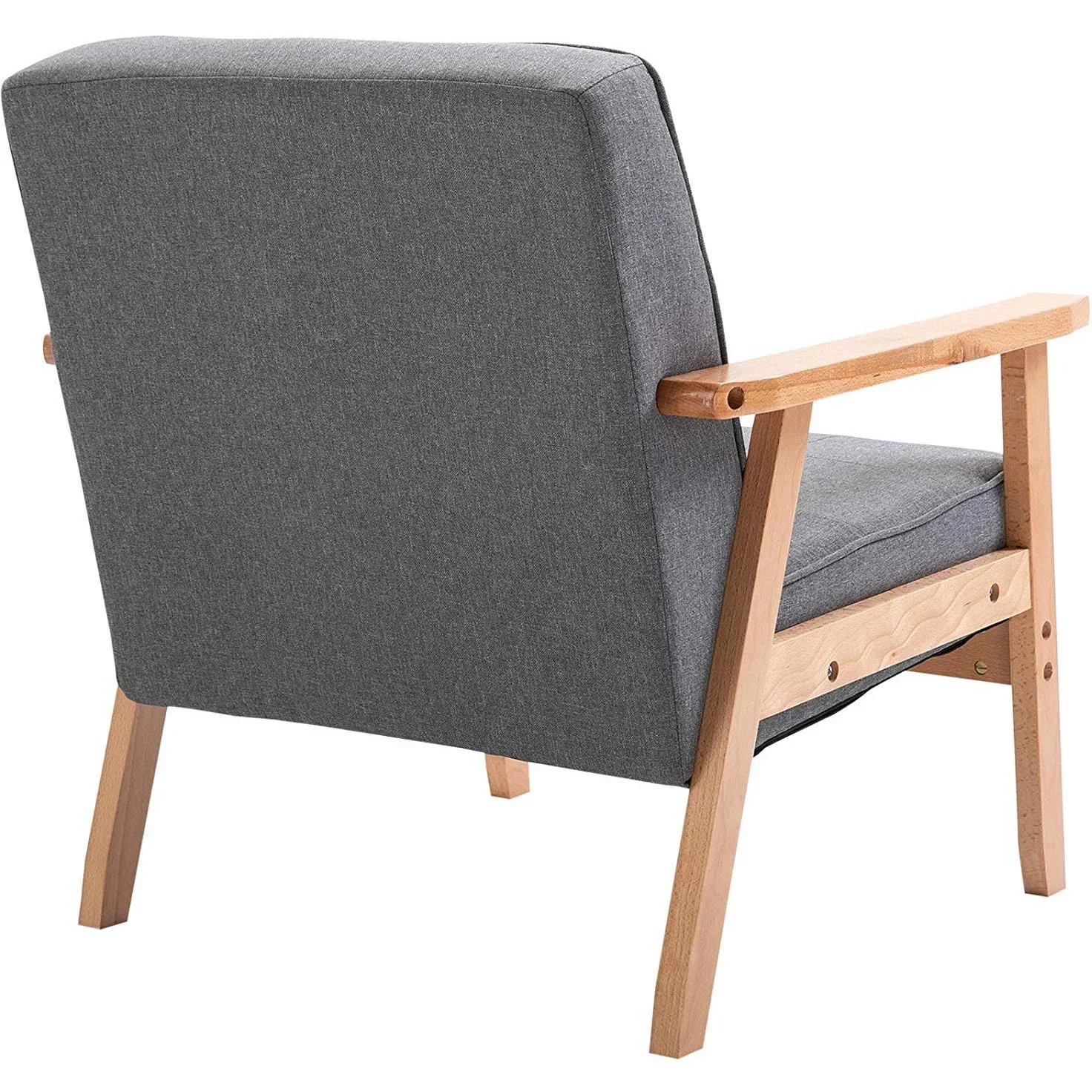 Einzelsofa Loungesessel Polsterstuhl mit Armlehnen Holzrahmen Leinen Grau 64,5 x 70 x 70 cm - 3
