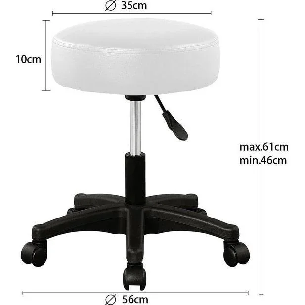 Drehstuhl - Hocker - mit - gepolstertem - Sitz - in - weiß - 0