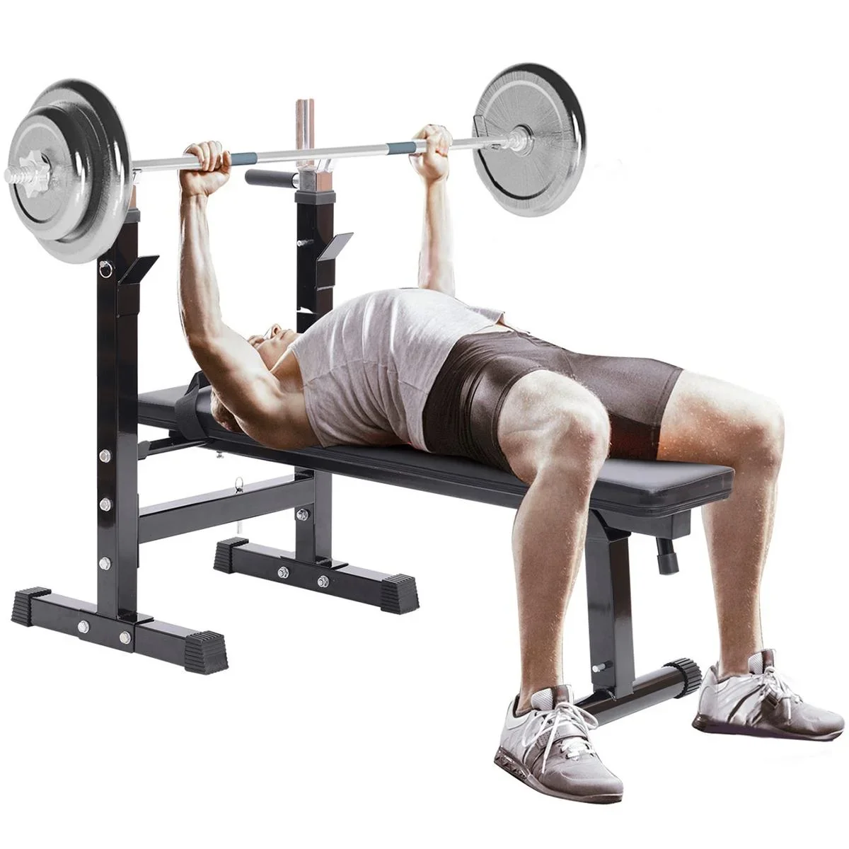 Multifunktion Hantelbank Kraftstation Trainingsbank mit Dip Barren 5-Fach Höhenverstellbar Dip-Station, Fitnessstation b - 1